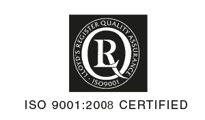 Logo indicating iso 9001:2008 certification by lloyd's register quality assurance.