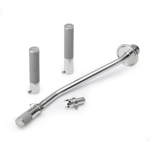 Stainless steel bathroom grab bar with mounting hardware.
