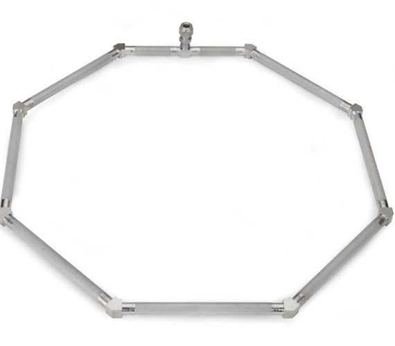 Octagonal metal frame on a white background.